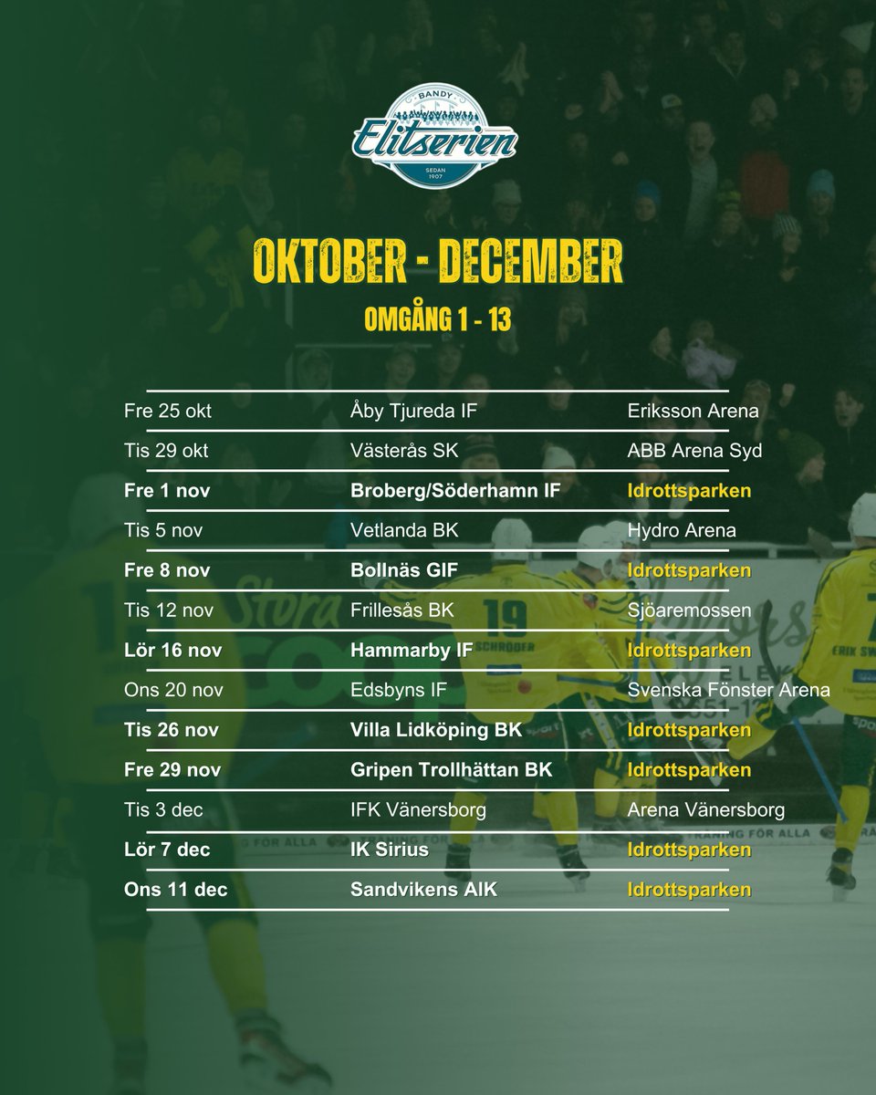 LjusdalsBK's tweet photo. Datum och motstånd spikade för samtliga omgångar i Elitserien 2024/25 🔥🔰

Läs mer på https://t.co/My8GS6Pb5e

#hejaljusdal #letsgolbk #elitserien2425 https://t.co/vqEjGY1bEQ