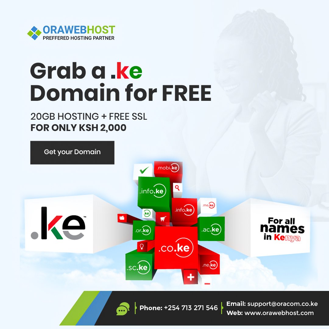 B_Alusah's tweet photo. Ready to go online? Get a FREE .co.ke domain for Kshs. 2,000! Includes 20GB hosting, free SSL, and unlimited emails. Call or WhatsApp +254 713271546. Visit https://t.co/v6MYRGxIuz. GetFreeDomain #HostWithOrawebhost
#GikoshNaEquity #RejectFinanceBill2024 Betty Kyallo EPRA https://t.co/J1siJsWT6O