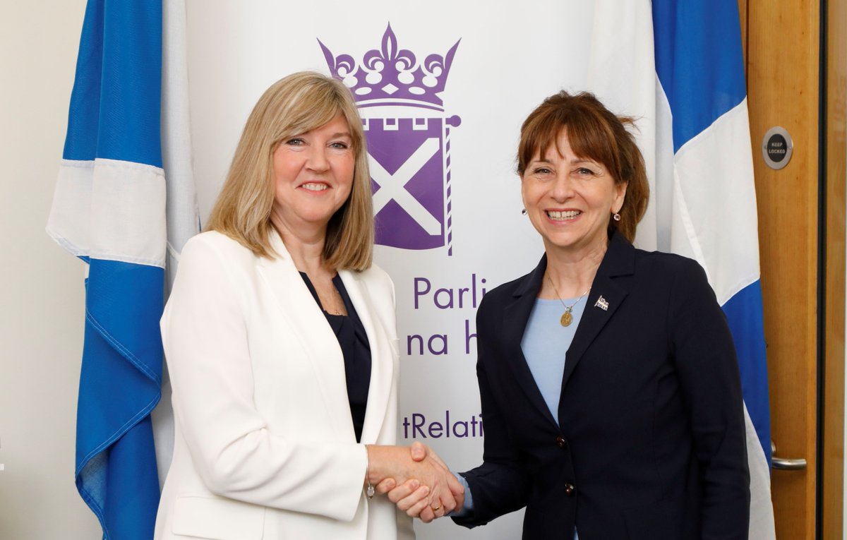 POScotParl's tweet image. A pleasure to welcome @NathalieRoyPres of @AssnatQc and her delegation to @scotparl. 

An opportunity to discuss areas of common interest between Scotland and Quebec, to learn from each other and to continue to grow the valued relationship between our institutions.