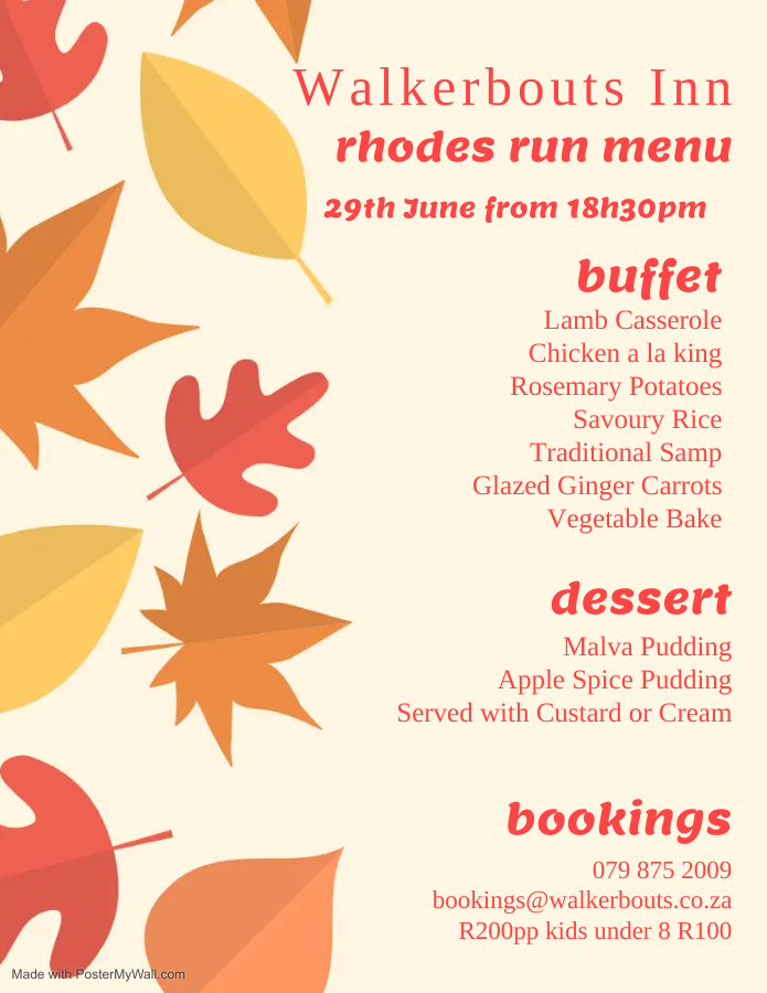 1⃣3⃣days to go.  Once you've finished the run, don't feel left out as you forgot to book dinner at Walkerbouts.  See our website for more details.
#breathtakingtrailrun #rhodesrun24
