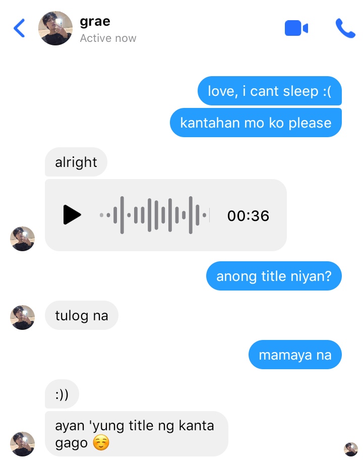 forsoulliesnk's tweet image. tulog na
a #sunki one tweet au

wherein kian (nrk) asked his boyfriend, grae, to sing for him.