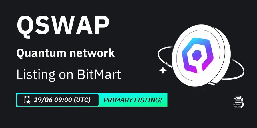 BitMart India (@bitmart_india) on Twitter photo #BitMart is thrilled to announce the exclusive primary listing of Quantum network (QSWAP) <a href="/Quantum_L2/">Quantum Swap</a> 🎉
💰Trading pair: $QSWAP/USDT
💎Deposit: 6/17/2024 02:30 PM IST
💎Trading: 6/19/2024 02:30 PM IST
Learn more: support.bitmart.com/hc/en-us/artic… #BitMart is thrilled to announce the exclusive primary listing of Quantum network (QSWAP) <a href="/Quantum_L2/">Quantum Swap</a> 🎉
💰Trading pair: $QSWAP/USDT
💎Deposit: 6/17/2024 02:30 PM IST
💎Trading: 6/19/2024 02:30 PM IST
Learn more: support.bitmart.com/hc/en-us/artic…
