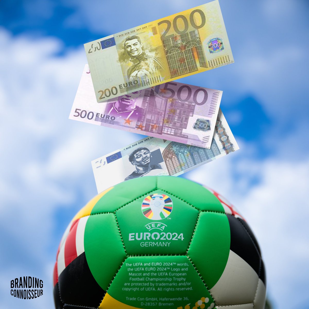 Ajayi360's tweet photo. Just wrapped up designing an unofficial UEFA Euro 2024 Limited Edition Euro Notes! 💵

Featuring icons like Mbappé, Kane, De Bruyne, Bellingham, Ronaldo, Haaland, and Lewandowski. ⚽️

Hey @UEFA, if you love it, cut me a cheque or fly me to Germany! 😉✈️ https://t.co/eGbod3gqyL