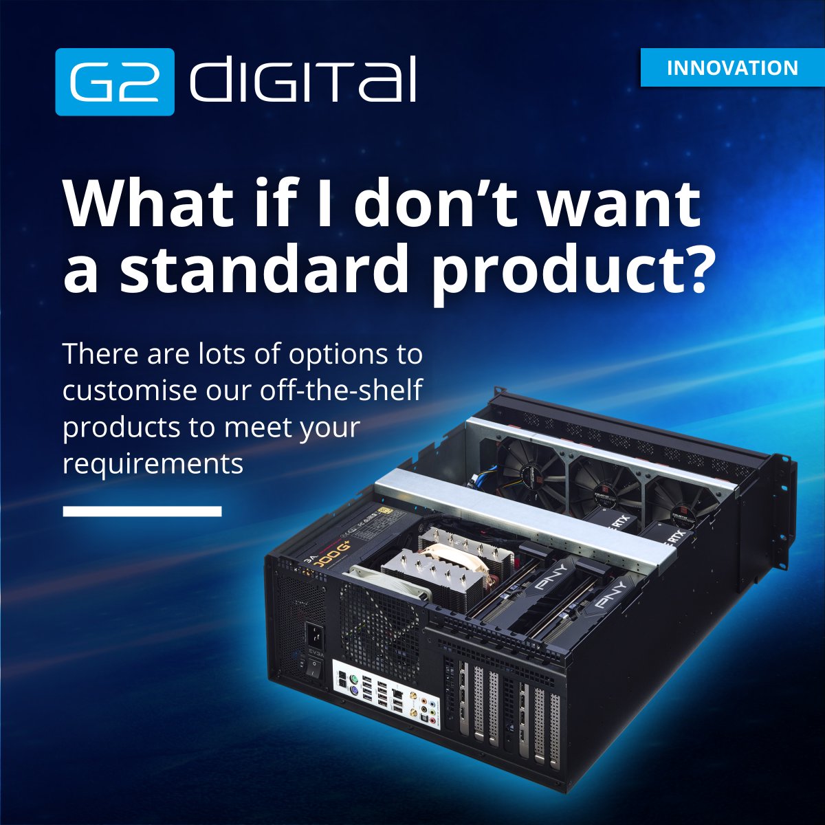 g2_digital's tweet photo. What if I don’t want a standard product? There are lots of options to customise our off-the-shelf products to meet your requirements. Contact us or visit our website for more information.

#G2Digital #RackMountPC #Customisation #CustomPC #Rackmount #Innovation https://t.co/fMnHCoNY68