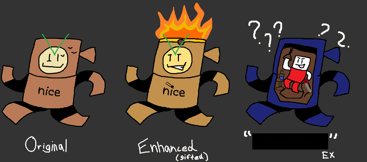 mann_gallery's tweet photo. Day 109: The Many Forms of Wood Man
(original date drawn 04/22/2022)
Flame Wood makes another cameo! I changed him to have a slightly different color scheme fitting of BSS.
The tiny guy is my old Roblox avatar from 2011, not actually canon to anything, just thought it was funny. https://t.co/Bkg3YyAM34