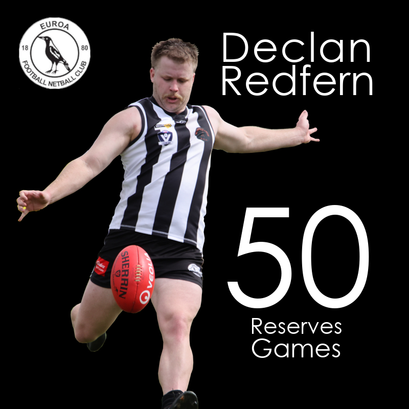 Decan Redfern plays his 50th Reserves game tomorrow.