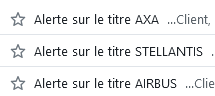 KoalaKInvestZen's tweet photo. ⏰Les alertes de prix qui sonnent toutes une par une 📉
J'en avais même oublié certaines..
Peut-être l'occasion de regarder ces valeurs alors..
#STLAP Stellantis
#CS Axa
#AIR Airbus https://t.co/ug1wa3YPkm