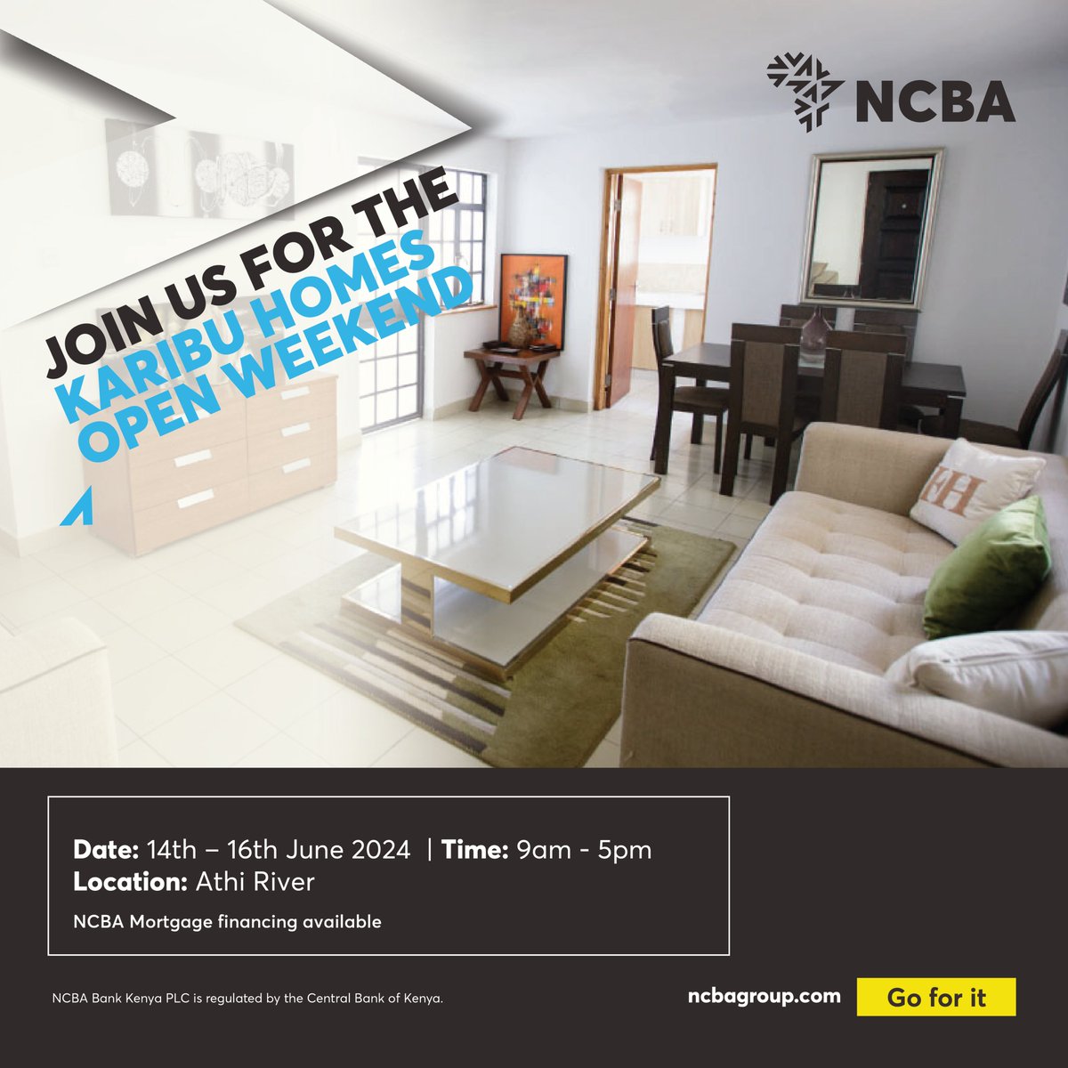 We are thrilled to invite you to a property tour, hosted by <a href="/KaribuHomes/">Karibu Homes</a>. Explore ready-to-occupy 2 and 3-bedroom apartments starting from KES 4.05M.
Email propertycenter@ncbagroup.com for up to 105% mortgage financing.
#GoForIt #NCBATwendeMbele #NCBAPropertyFinance