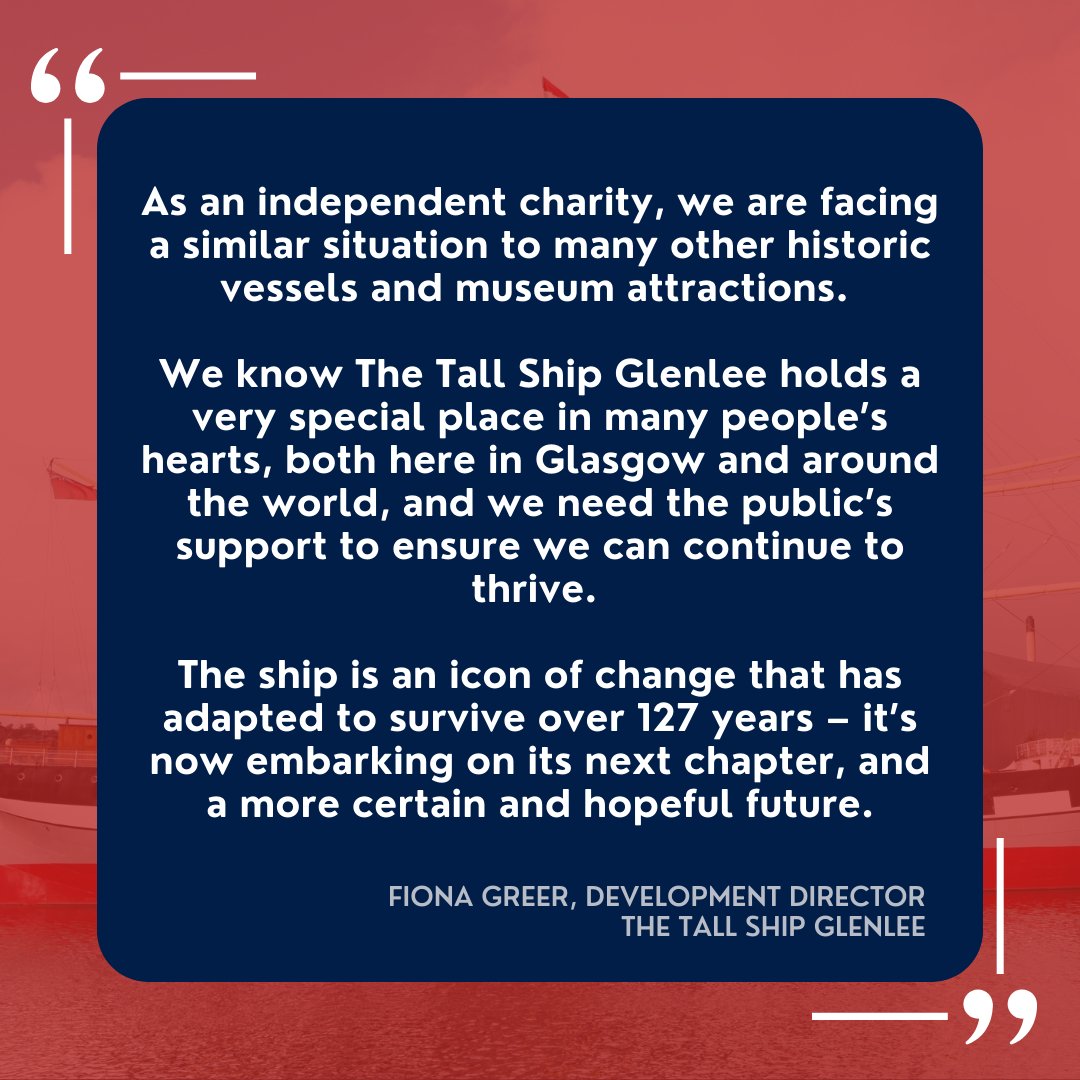 Some changes at The Tall Ship Glenlee that our visitors should be aware of from Monday 1st July onwards.

More info – thetallship.com