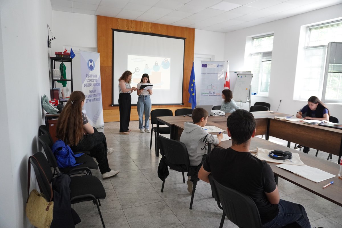 blueshieldgeo's tweet photo. 🔵 On June 8, the training "First Aid to Cultural Heritage in Times of Crisis" organized by Blue Shield Georgia was held in Tetritskaro Youth Center.
📋 At the training, the volunteers discussed the threats to cultural heritage and participated in practical exercises. @usingeo https://t.co/WnWRDVkLNu