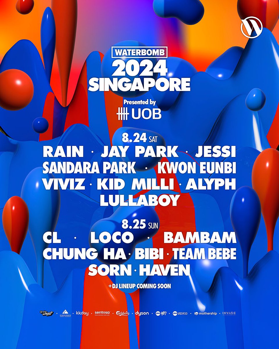 🎉🔥 The wait is over, Singapore! We're thrilled to reveal the full artist line-up for WATERBOMB SINGAPORE 2024! Get ready for electrifying performances from the hottest K-pop, K-hip-hop and EDM acts at the highly awaited water music festival this August! 🌟💦
