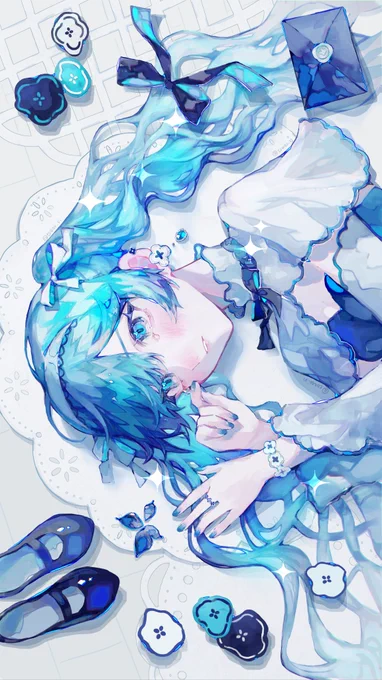 すこっぷさん( )作曲、プロジェクトセカイ様の「すれすれ」初音ミクverのMVイラストを描かせていただきました┈┈┈┈┈!!✧*。 