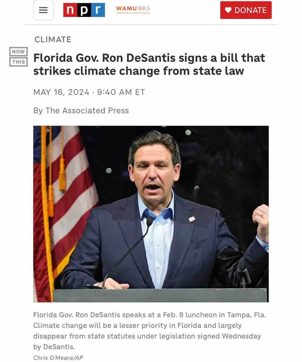 OurProgressive's tweet photo. f**king idiot #climatechange #dumpdesantis https://t.co/fN5LHDrPhE