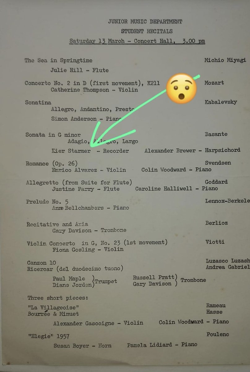 An old programme from a Junior Guildhall concert   

Perhaps this should encourage us to hope that the Arts might be taken more seriously should we have a new UK Government?