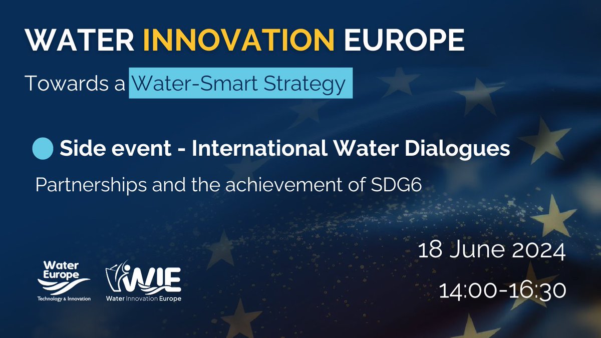 🔴Registrations are still open for the hybrid side event 'International Water Dialogues' on June 18 from 14:00 to 16:30.

Join us online at #WIE2024 to learn how partnerships is key to achieve the #SDG6 &amp; its objectives. 

🗓 Attend online &amp; register here: buff.ly/3KJWPt0