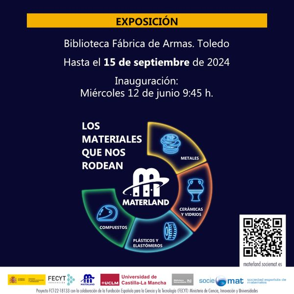 El miércoles se inauguró en la Biblioteca de la Fábrica de Armas (Campus de Toledo), la exposición “Materland, los materiales que nos rodean”, complementaria al Congreso MaterDivulga2024, de la SOCIEMAT.