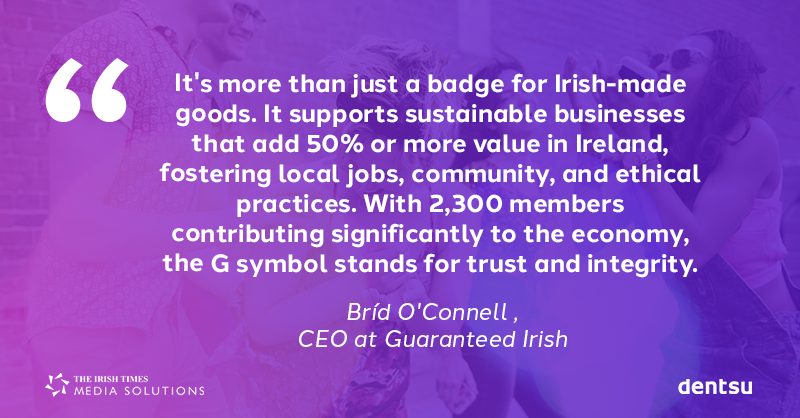 dentsuIE's tweet photo. PODCAST | This week on Inside Marketing, CEO Brid O'Connell talks to dentsu's Dave Winterlich about what Guaranteed Irish means in a globalised world - Support the G, and the G will support us!
