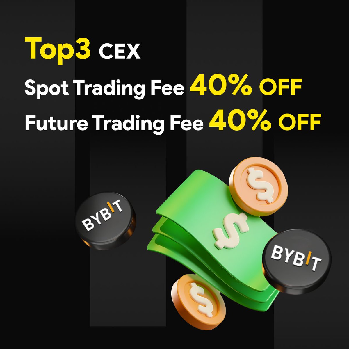 🎉 New Benefit is Coming! We are happy to announce that <a href="/Bybit_Official/">Bybit</a> , a leading Exchange, offers VIP3 Pass holders:

1️⃣ 40% Cashback on Trading Fees
2️⃣ Deposit $100 and get a $200 Position Airdrop

👉 See details here: dapp.vip3.io/benefit/Bybit
