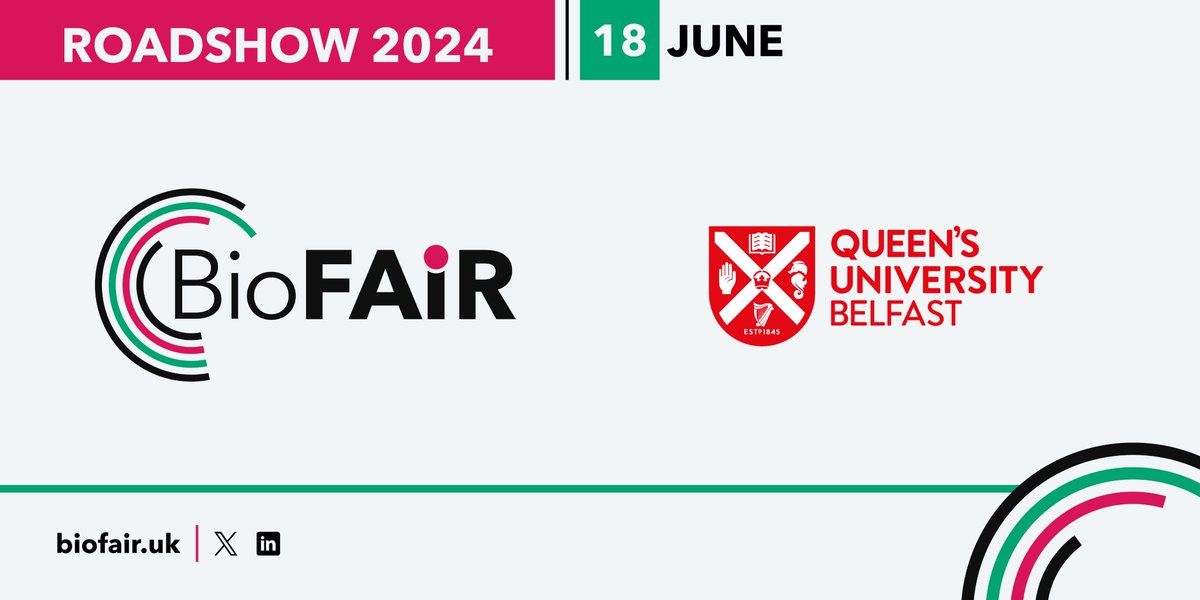 BioFAIRUK's tweet image. Our @BioFAIRUK Roadshow continues at @Queens_Belfast this Tuesday 18 June - a few places left so please sign-up and join us: 

…adshow-QueensBelfast.eventbrite.co.uk

We look forward to seeing you next week.

#FAIRdata #DigitalResearchInfrastructure