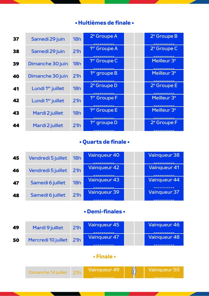 ActuFoot_'s tweet image. L’EURO 2024, c’est parti ! 🏆🔥

Pour vous, 𝗹𝗲 𝗰𝗮𝗹𝗲𝗻𝗱𝗿𝗶𝗲𝗿 𝗰𝗼𝗺𝗽𝗹𝗲𝘁 𝗮̀ 𝗿𝗲𝗺𝗽𝗹𝗶𝗿 𝗱𝗲𝘀 𝟱𝟭 𝗿𝗲𝗻𝗰𝗼𝗻𝘁𝗿𝗲𝘀 𝗱𝗲 𝗹𝗮 𝗰𝗼𝗺𝗽𝗲́𝘁𝗶𝘁𝗶𝗼𝗻. 📆