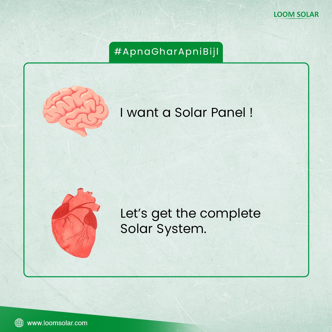loomsolar's tweet photo. While the mind says for solar panels but the heart says a complete solar system to embrace the power of the sun.
.
.
#loomsolar #अपना_घर_अपनी_बिजली #rooftopsolar #solarsubsidy #electrictybill #solarpowered #renewable #ecofriendly #GreenPower #solar https://t.co/DN2MR9Esga