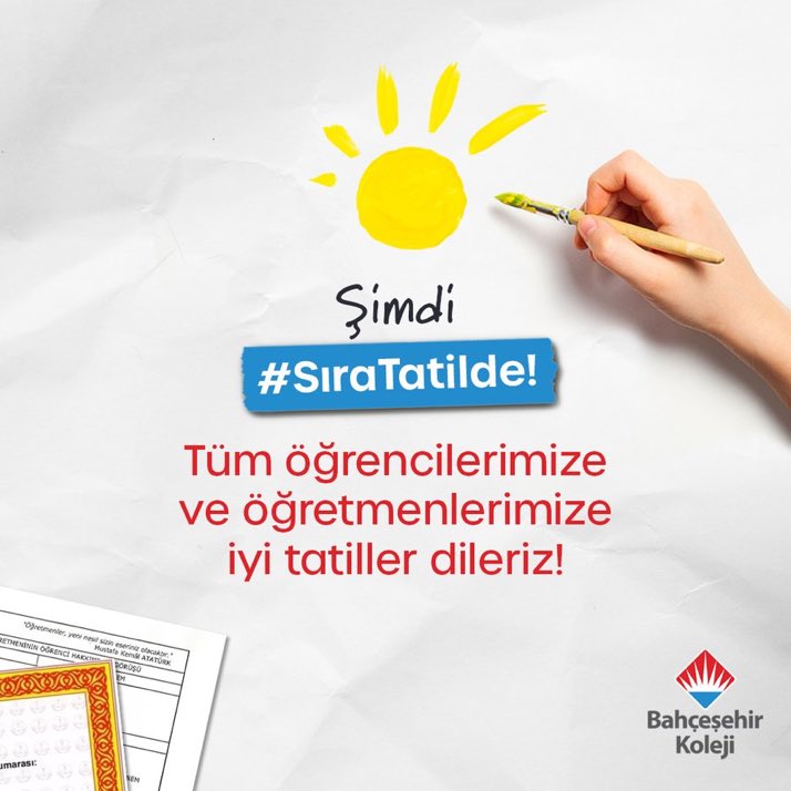 Yeni bir eğitim öğretim yılına en iyi şekilde hazırlanmanın olmazsa olmazı; yaz tatili başladı! 🤩

Tüm öğrencilerimize ve öğretmenlerimize iyi tatiller dileriz. 🏖️🗺️

#SıraTatilde #SıraSende