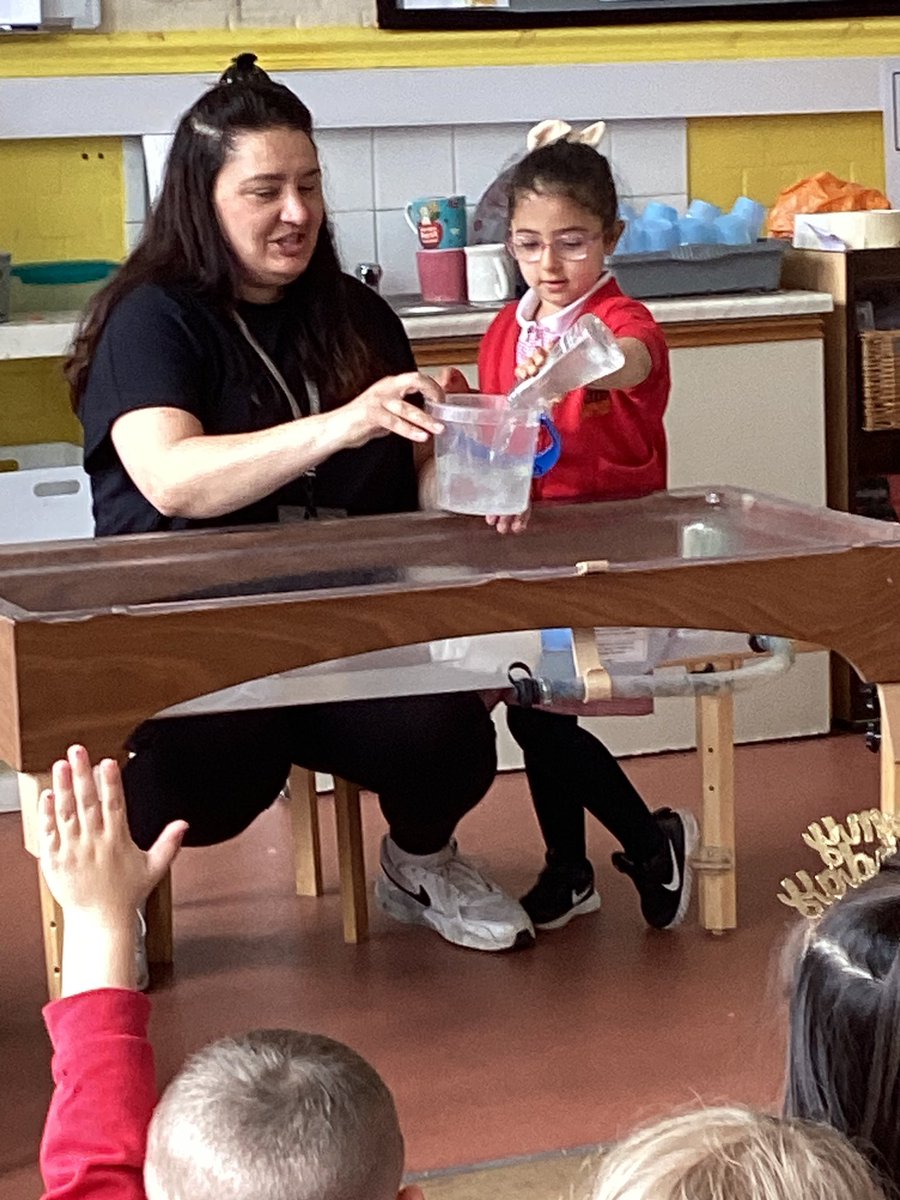 FishergateEYU's tweet photo. More measuring in EYU. Today we have been finding out about capacity in the water area and which containers hold the most. #FishergateMaths https://t.co/PTkhzLqfDI