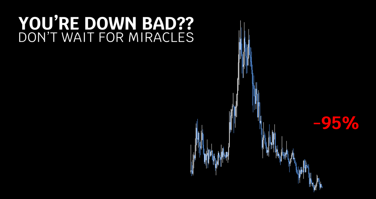 [DOWN BAD]

You're down 60-90% on your picks.

You noticed you're holding crap!

Waiting for $XRP, $ICP or $ADA  to breaken? 

Trapped in $SPACE or $ZEPH?

This is your 2min exit 🧵...