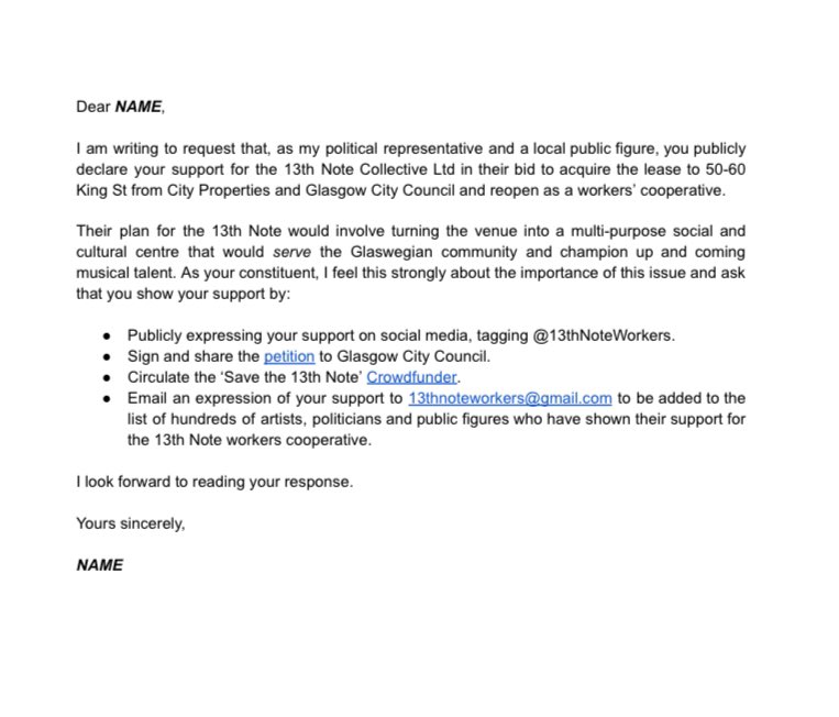 13thNoteWorkers's tweet image. Here’s our email template ready to go! Please send to all your public representatives to request that they support the 13th Note workers’ cooperative!

docs.google.com/document/d/1-V…