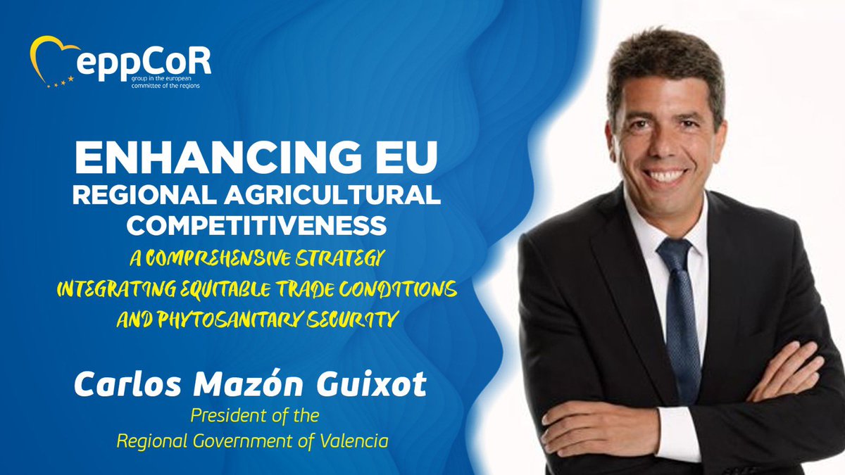 Congrats to our member <a href="/carlos_mazon_/">Carlos Mazón</a> who has been appointed rapporteur by the <a href="/EU_CoR/">European Committee of the Regions</a> #NAT commission on ‘Enhancing #EU Regional Agricultural Competitiveness: A comprehensive strategy integrating equitable trade conditions and phytosanitary security’.