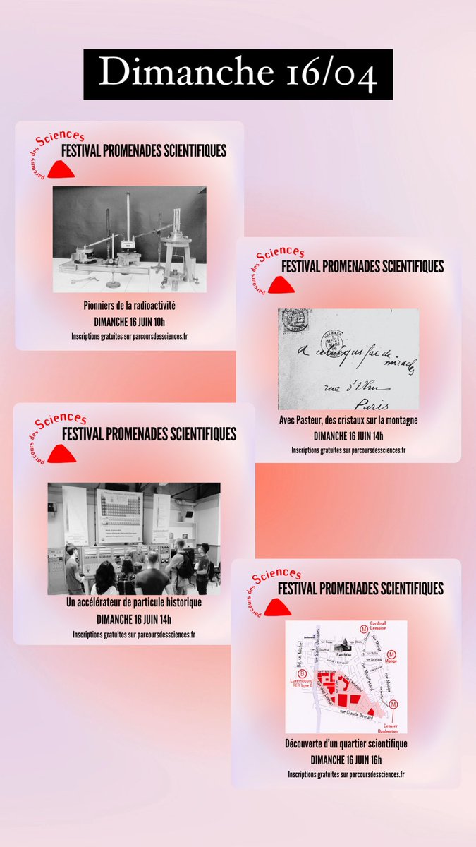 Voici le programme du festival #promenadesscientifiques de ce week-end ✨.

Réservez vite vos places sur parcoursdessciences.fr 🎟️

#parcoursdessciences #paris #museum #science #space #physics #engineering #research #nature #particlephysics #physicslovers #festival2024 #idf