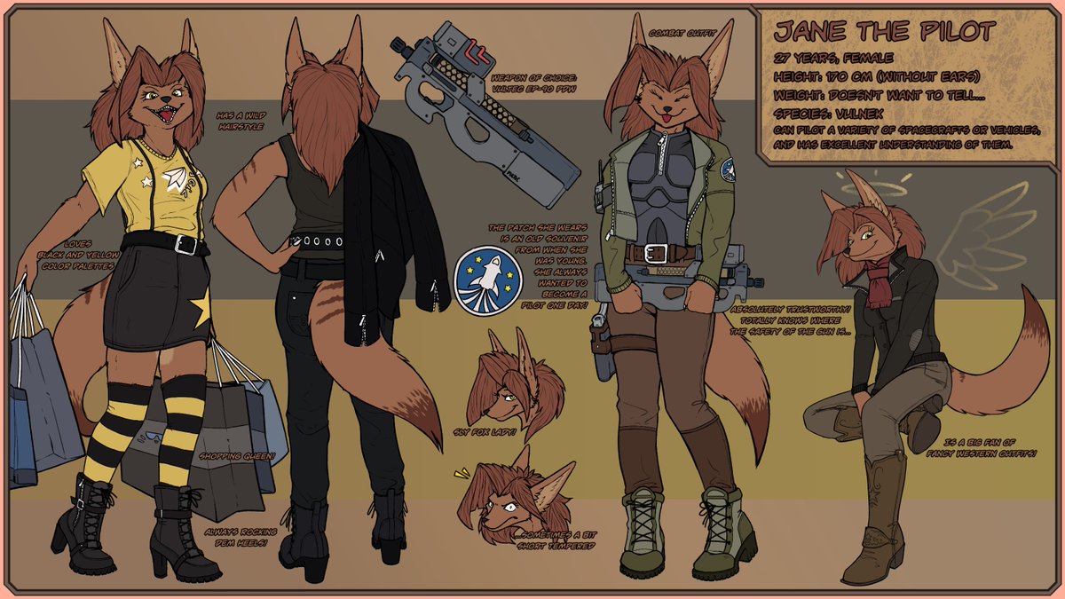 New Ref for Jane! If you wanna check out her Art Fight, heres the link! artfight.net/character/3787… #anthro #furry #artfight