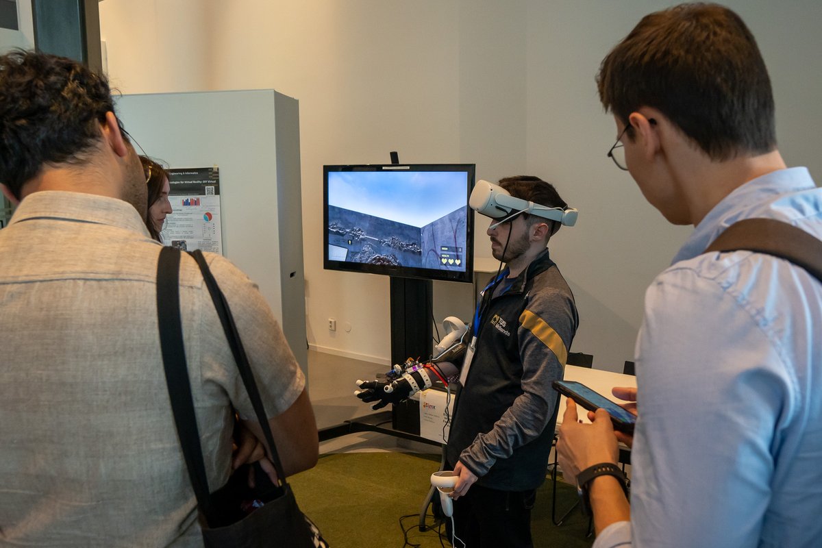 ConorKeighrey's tweet photo. Well done to Aaron McEvoy from TUS Athlone who presented his undergraduate project on developing a low-cost haptic glove system for VR at @ACMIMX in Stockholm, Sweden today! 

#Research #ACM #IMX2024 #SIGMM #VR #Haptics #Immersive #XR #WeAreTUS https://t.co/aTWzYMkRvC