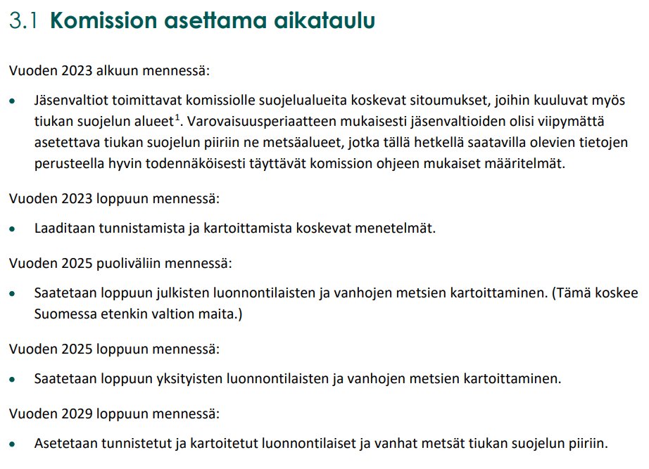 <a href="/TiirolaMikko/">Mikko Tiirola</a> Ymmärtääkseni Luke:n raportissa selkeästi sanotaan että kriteerit koskevat sekä yksityisiä että valtion metsiä ja hallituksen ilmoitukseta huolimatta valtion metsien suojelua seuraa yksityisten suojelu.