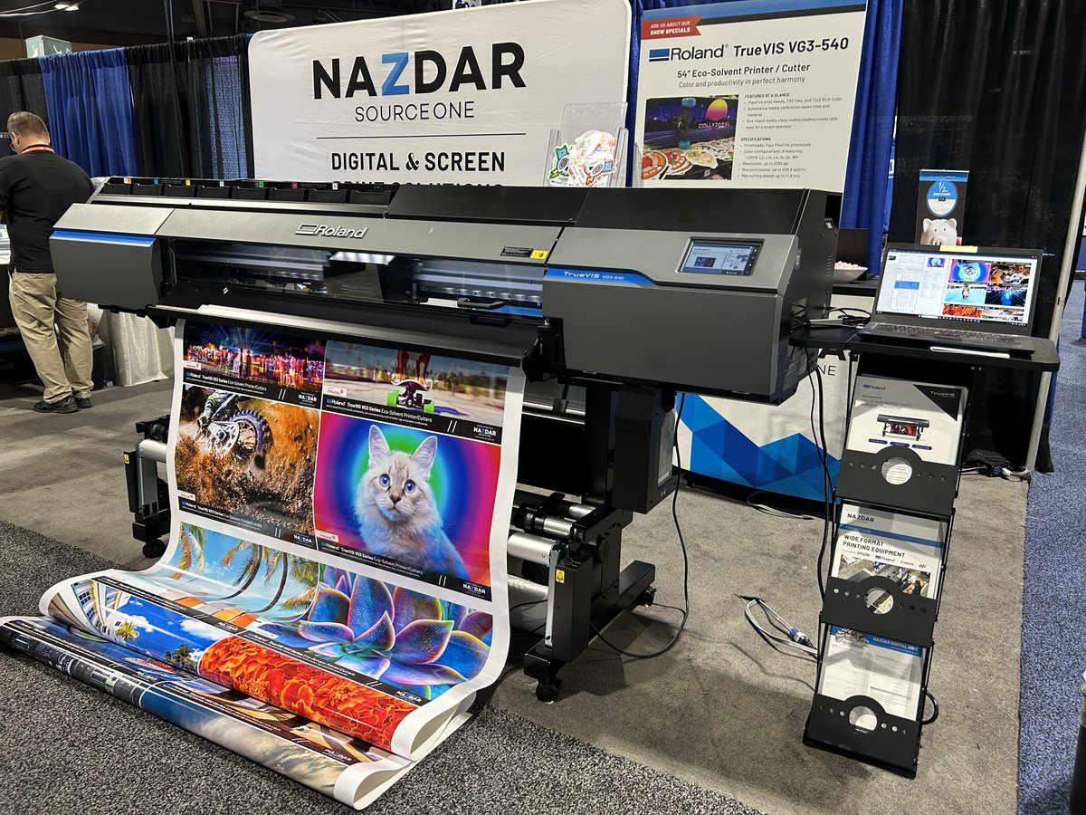 NazdarSourceOne's tweet photo. Graphics Pro Expo Day 2 is in full swing! Have you finished your checklist?!
✔️ Stop by our booth #433
✔️ See live demos of industry-leading equipment
✔️ Speak with our industry experts
✔️Get cool swag! 😎
#GPXLongBeach #Tradeshow #Graphics #Textile #Roland #MrBlueCrew #Stahls https://t.co/WoYx7aN8P5