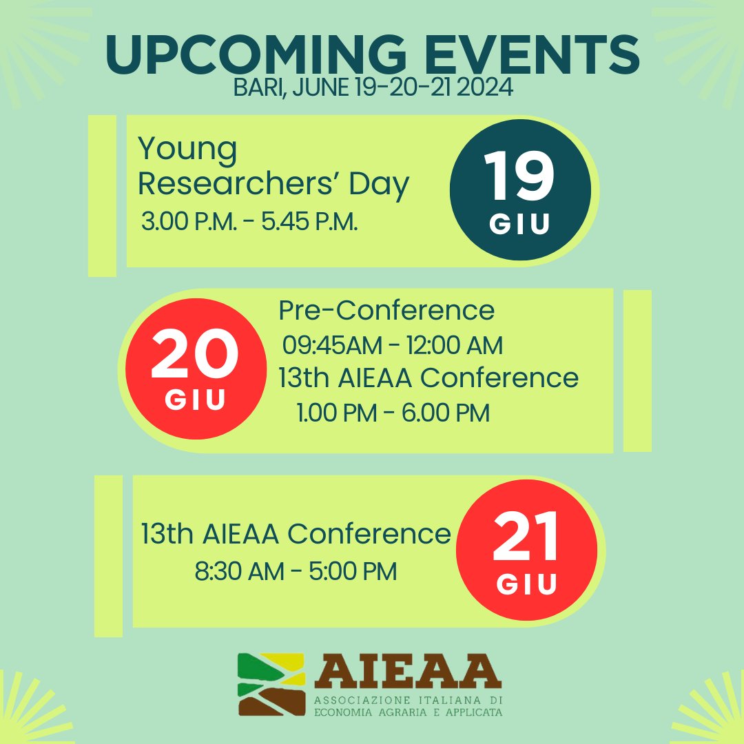 UPCOMING EVENTS #AieaaConference