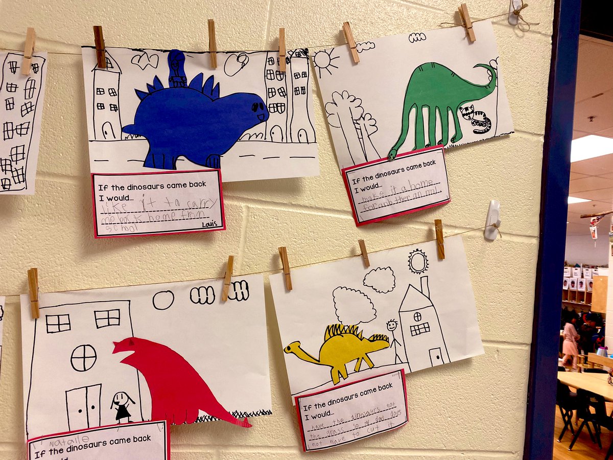 Ms. Niarchos and Mrs. Thompson asked their kindies to respond to, “If the 🦖dinosaurs came back I would… 

What would you do? 🌳🦕🌇 Look at those amazing dinos!