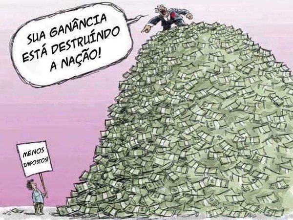 Chris_Branco's tweet photo. Um cidadão entra no bar e pede uma cerveja.

O barman diz:

- São 20 reais.

O cara fica chocado:

- 20 reais? Na semana passada eram 3 reais!

- Bem, a partir de agora são 20 reais.

- Mas por que 20, caramba?

- Vou explicar:  3 é da cerveja, 3 para ajudar o governo , 4 para assistência ao movimento dos sem noção, 4 para ajuda aos jovens sem educação. 

Depois, 3 reais são enviados para os países pobres da América do Sul. 

E, finalmente, 3 para o subsídio das habitações do plano do Estado. 

O sujeito tira o dinheiro e paga os 20 reais.

O atendente pega os 20 reais, guarda na caixa registradora e devolve  3 reais.

O cliente:

- Espere, você disse 20 reais e eu te dei os 20, por que você está me devolvendo 3?

- Nós não temos cerveja!