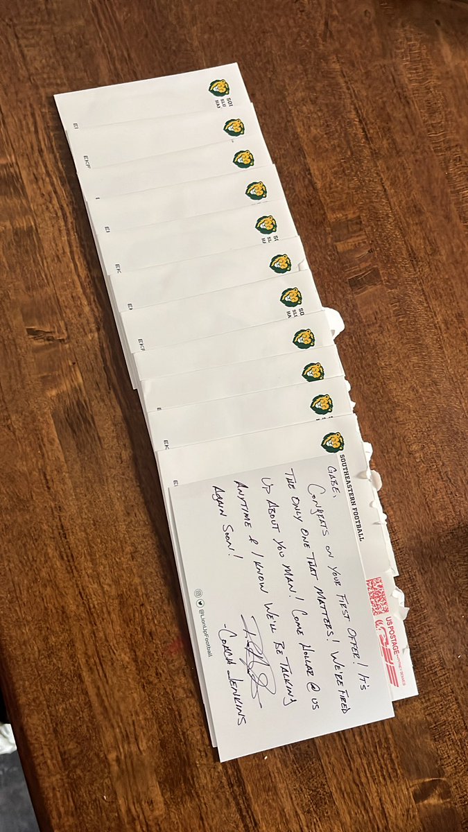 Gabriel Harvey (@gabrielharv2006) on Twitter photo Thank you southeastern football coaching staff for the letters🙏
<a href="/CoachLegette/">Randell Legette</a>
<a href="/bmorris5486/">Brian Morris</a>
<a href="/RossJynx/">Ross Jenkins</a>
<a href="/T__Rinaldi/">Coach Tom Rinaldi</a>
<a href="/LionUpFootball/">Southeastern Football</a>
<a href="/LiveOakFB/">Live Oak Football</a> Thank you southeastern football coaching staff for the letters🙏
<a href="/CoachLegette/">Randell Legette</a>
<a href="/bmorris5486/">Brian Morris</a>
<a href="/RossJynx/">Ross Jenkins</a>
<a href="/T__Rinaldi/">Coach Tom Rinaldi</a>
<a href="/LionUpFootball/">Southeastern Football</a>
<a href="/LiveOakFB/">Live Oak Football</a>