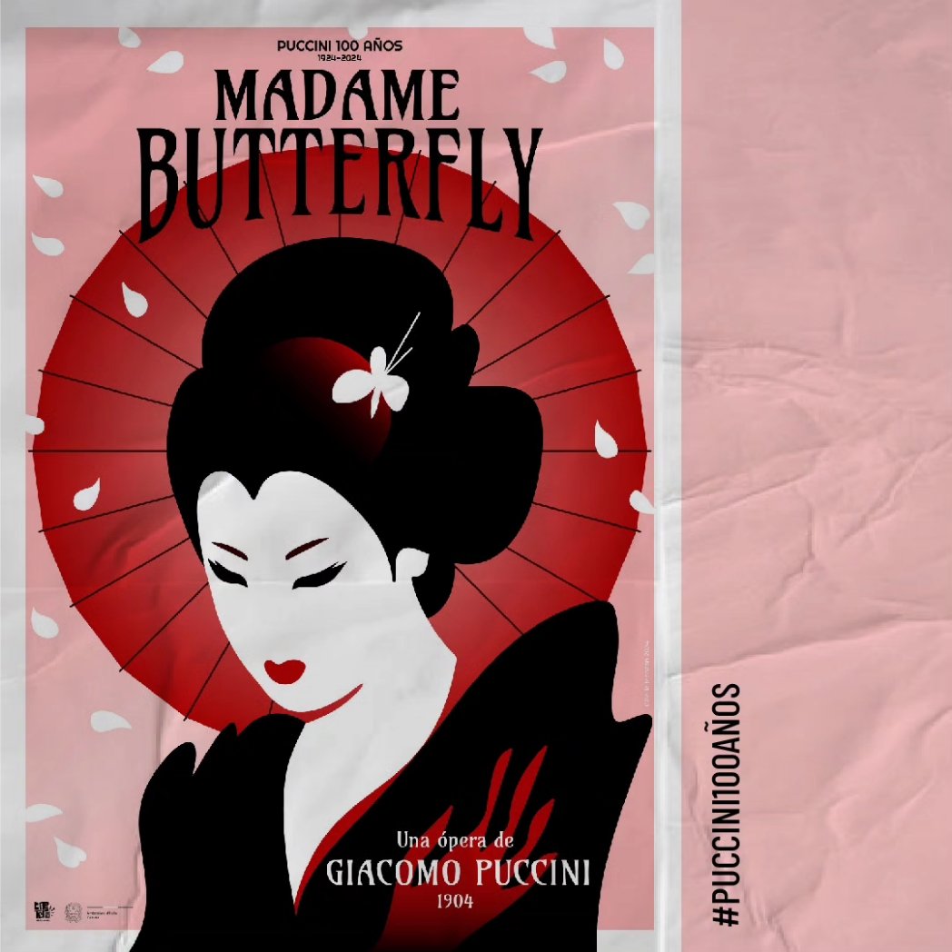 PUCCINI 100 AÑOS... A un siglo de su partida física. 
🚨 ASÍ LO RECORDAMOS 👇
Cartel a la ópera MADAME BUTTERFLY, diseño de Giselle Monzon Calero para la carpeta de carteles a las 12 óperas de Puccini. Diseño para serigrafía, 3 tintas, 50x70cm. 
Con Embajada de Italia en Cuba
🇮🇹