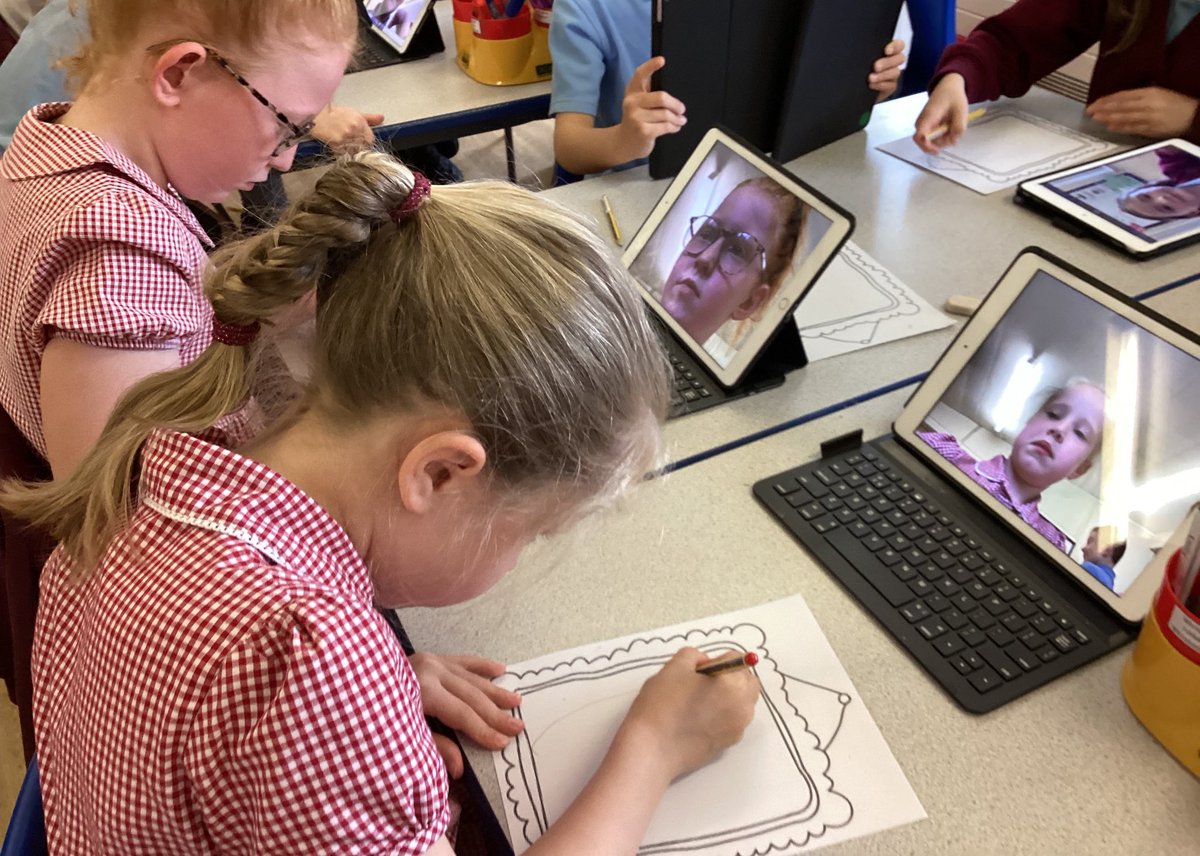 Today, the children used the iPads to take a picture of their faces. They then used this to help them to draw a self portrait. Have a lovely weekend 😀