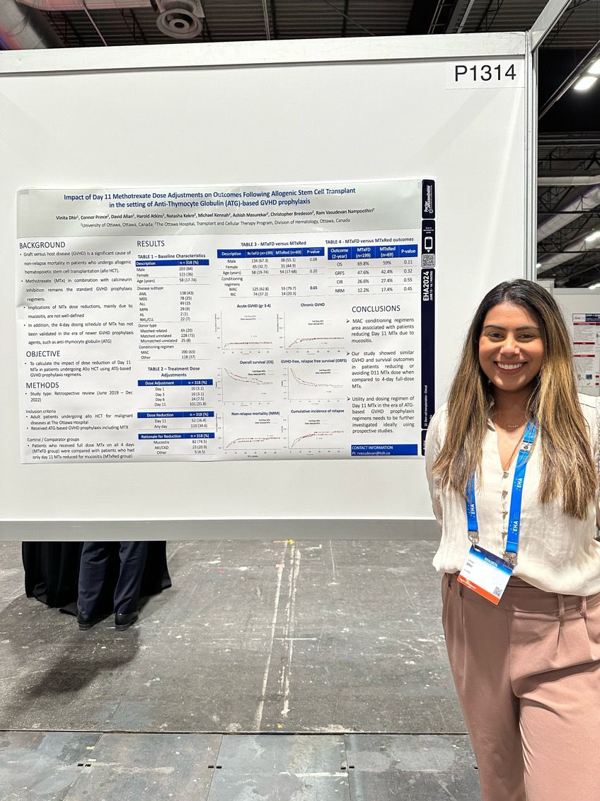 TCT Program - The Ottawa Hospital (@tct_toh) on Twitter photo #EHA2024 Don't miss our <a href="/uOttawa/">Université d'Ottawa | University of Ottawa</a> superstar <a href="/vinita_dh/">Vinita</a> presenting the Impact of day 11 methotrexate omission on outcomes after transplant
<a href="/iamramvn/">Ram Vasudevan Nampoothiri</a> <a href="/DrNatashaKekre/">Natasha Kekre</a> <a href="/EHA_Hematology/">European Hematology Association</a> #EHA2024 Don't miss our <a href="/uOttawa/">Université d'Ottawa | University of Ottawa</a> superstar <a href="/vinita_dh/">Vinita</a> presenting the Impact of day 11 methotrexate omission on outcomes after transplant
<a href="/iamramvn/">Ram Vasudevan Nampoothiri</a> <a href="/DrNatashaKekre/">Natasha Kekre</a> <a href="/EHA_Hematology/">European Hematology Association</a>