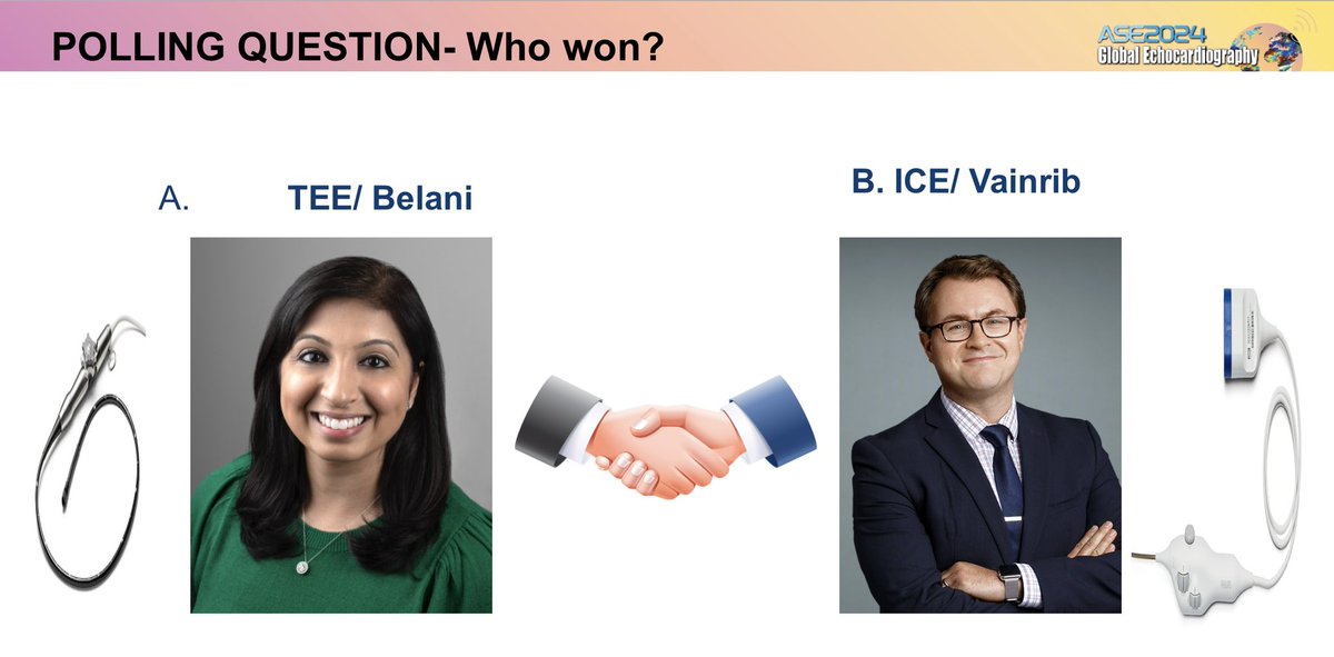 Richard Sheu (@richardsheumd) on Twitter photo Excited to moderate the Great Debate: TEE vs ICE for LAAO with a star-studded panel and 2 INCREDIBLE speakers at #ASE2024.
Friday (6/14) Noon Oregon 202.
Who wins? Who loses? YOU decide.
You do NOT want to miss this! 💪
<a href="/ASE360/">American Society of Echocardiography</a> #iecho #CardioTwitter Excited to moderate the Great Debate: TEE vs ICE for LAAO with a star-studded panel and 2 INCREDIBLE speakers at #ASE2024.
Friday (6/14) Noon Oregon 202.
Who wins? Who loses? YOU decide.
You do NOT want to miss this! 💪
<a href="/ASE360/">American Society of Echocardiography</a> #iecho #CardioTwitter