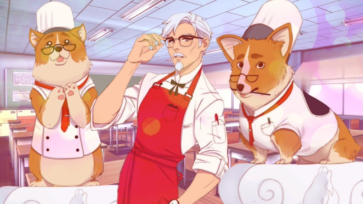 There is a corgi chef in "I Love You Colonel Sanders".