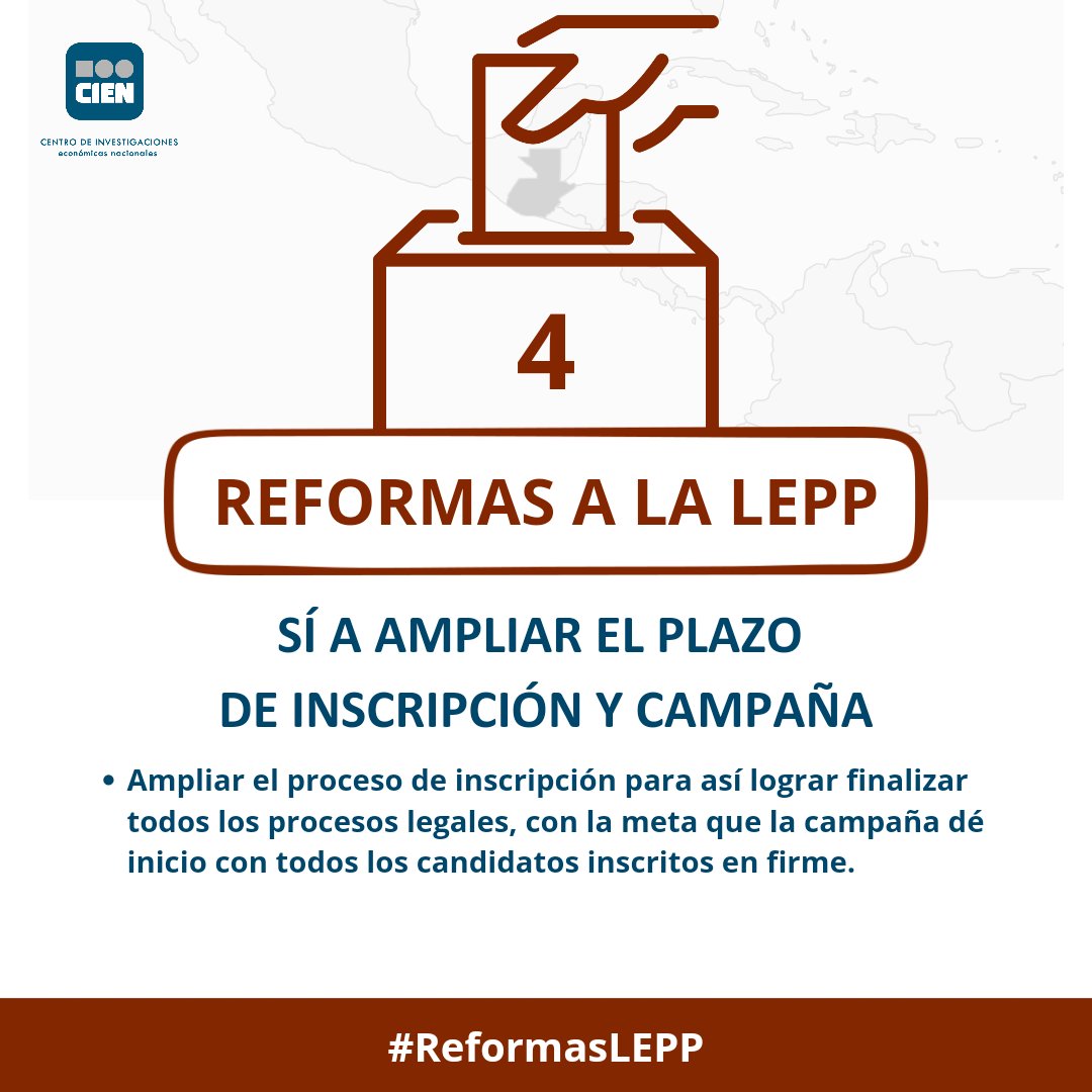 CIENgt's tweet image. 🇬🇹 Sí a ampliar el plazo de inscripción y campaña.
👉 Con la meta que la campaña dé inicio con todos los candidatos inscritos en firme.
#ReformasLEPP para el #DesarrolloGT