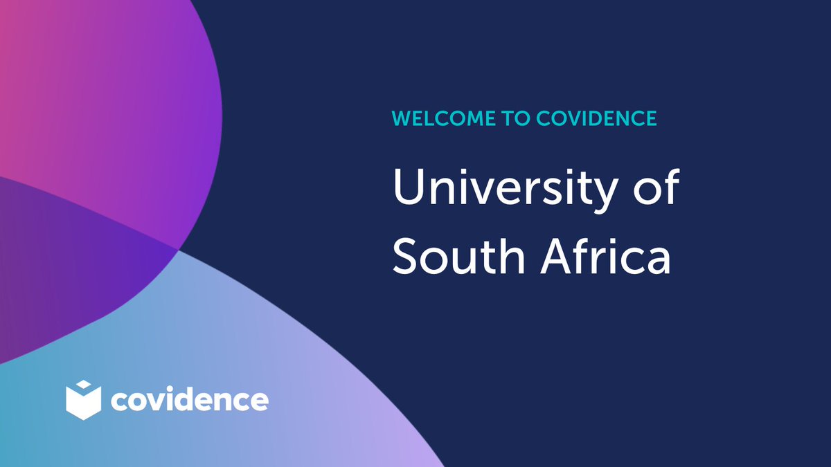 Covidence's tweet image. Welcome to Covidence, @unisa ! You&apos;ve joined a global network of over 350 leading institutions using the best tool for high-quality systematic reviews. Get ready to save up to 71 hours on your projects! 📚 #Covidence #ResearchSimplified #SystematicReview