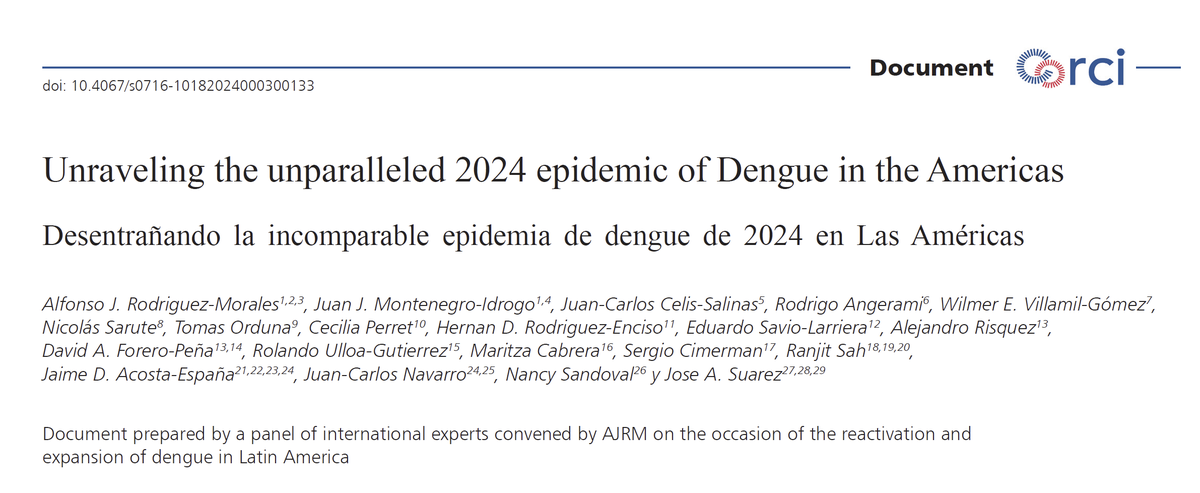Now final version published. #openaccess #dengue 
Unraveling the unparalleled 2024 epidemic of Dengue in the Americas. Rev Chilena Infectol 2024; 41 (3): 421-428. doi 10.4067/s0716-10182024000300133 
revinf.cl/index.php/revi…