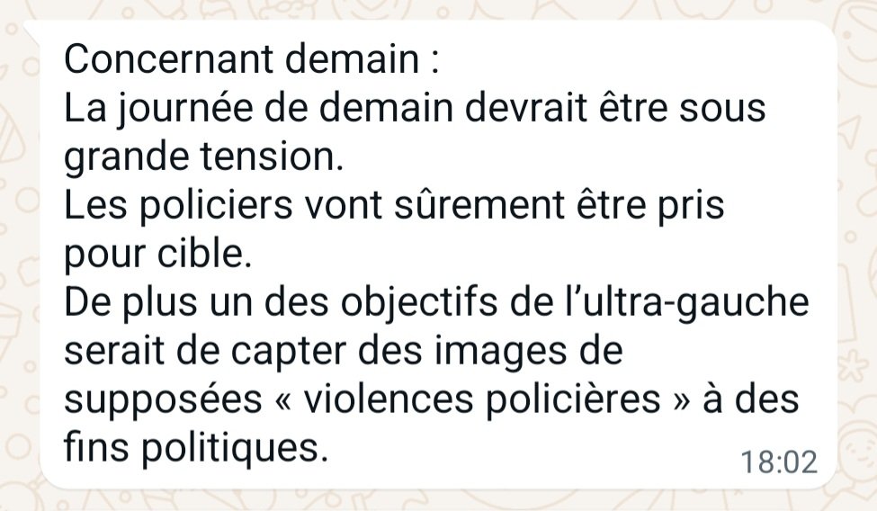 AmauryBrelet's tweet photo. 🔴 Message d'une source policière à Paris @Valeurs #manifestation #ultragauche https://t.co/RS1n9hfbZ8