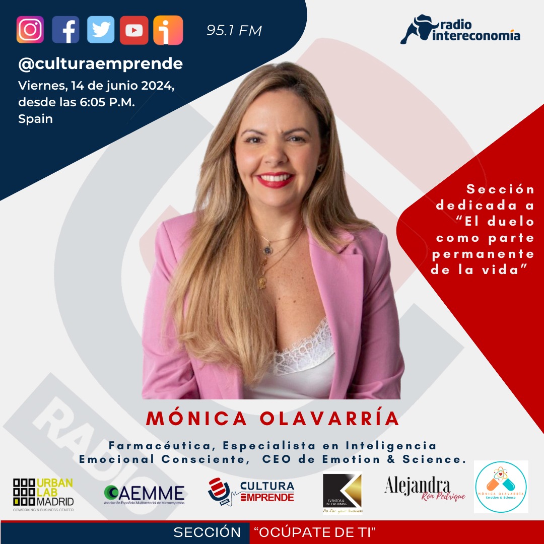 Seguro que antes o después nos toca pasar por "El Duelo" de algún ser querido. En la sección "Ocúpate de ti" de esta semana Mónica Olavarría hablará del duelo como parte permanente de la vida, 14 de junio, a partir de las 18:06 h. desde este enlace: intereconomia.com/directo/