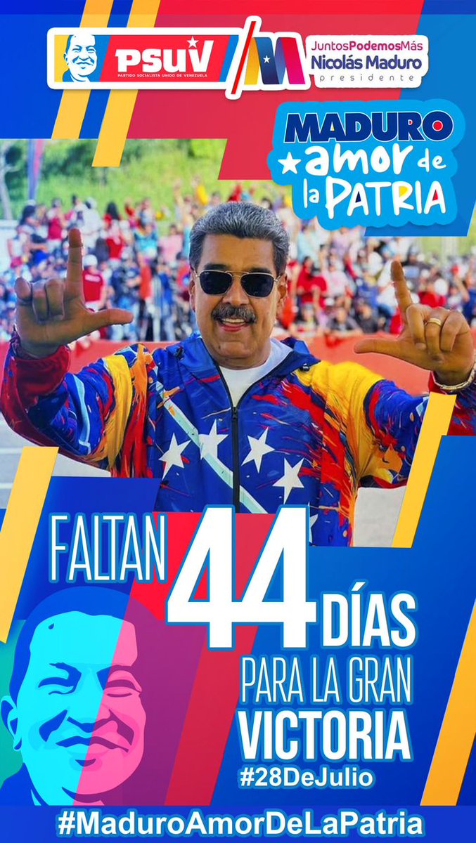 ✌️😎 #nicolike / A paso firme rumbo a la victoria el 28 de Julio junto a su pueblo consciente de su momento histórico porque seguiremos la senda de la Paz y la Soberanía con <a href="/NicolasMaduro/">Nicolás Maduro</a>  

#VenezuelaYSuGenteBella ☮️